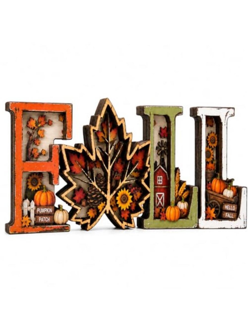 Fall Decorations for Home 2026, 3D Wooden Fall Decor with Harvest Autumn Sign